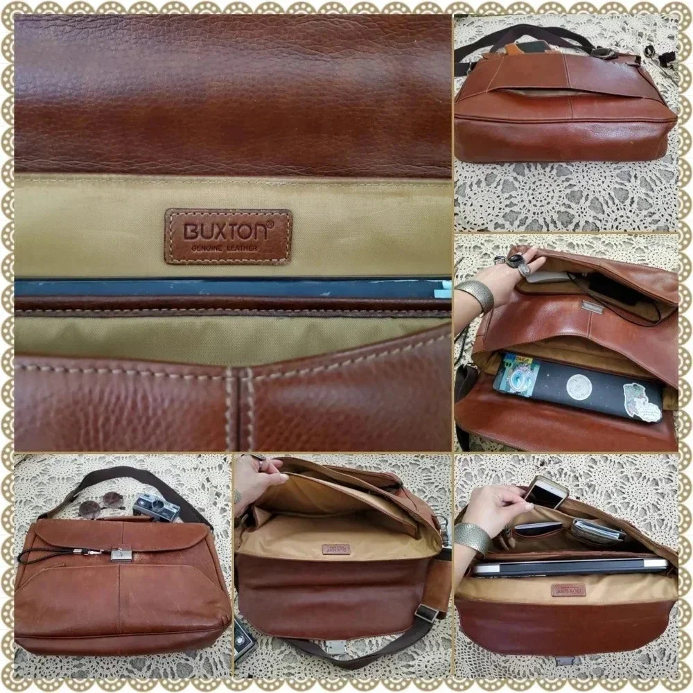 Buxtor British Tan Leather Key Lock Messenger Laptop Bicycle Mens Womens Bag